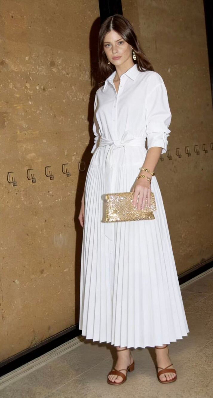 SIMKHAI Arlo Belted Maxi Shirtdress White
